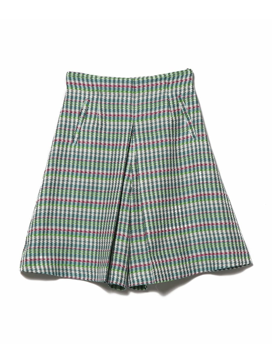 レンタル ジャカードチェックキュロットパンツ チェック系ピンク 36