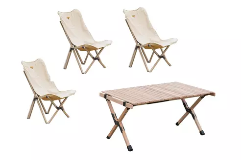 S'more outdoor gear 【テント・タープ以外】木製テーブル・チェアセット　３人用