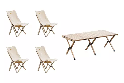 S'more outdoor gear 【テント・タープ以外】木製テーブル・チェアセット　４人用