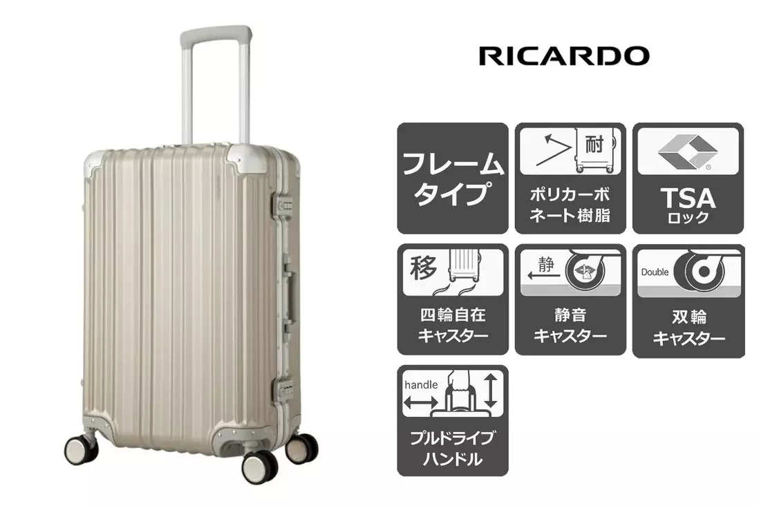 レンタル 【3～5泊サイズ】グレー｜RICARDO スーツケース リカルド