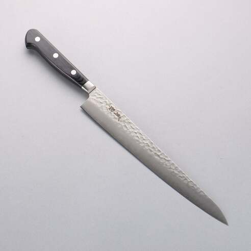 清助 AUS8 鎚目 筋引包丁 240mm 黒合板柄
