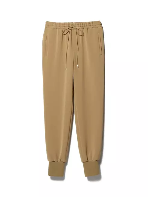 ダブルクロス裾リブパンツ ブラウン 36