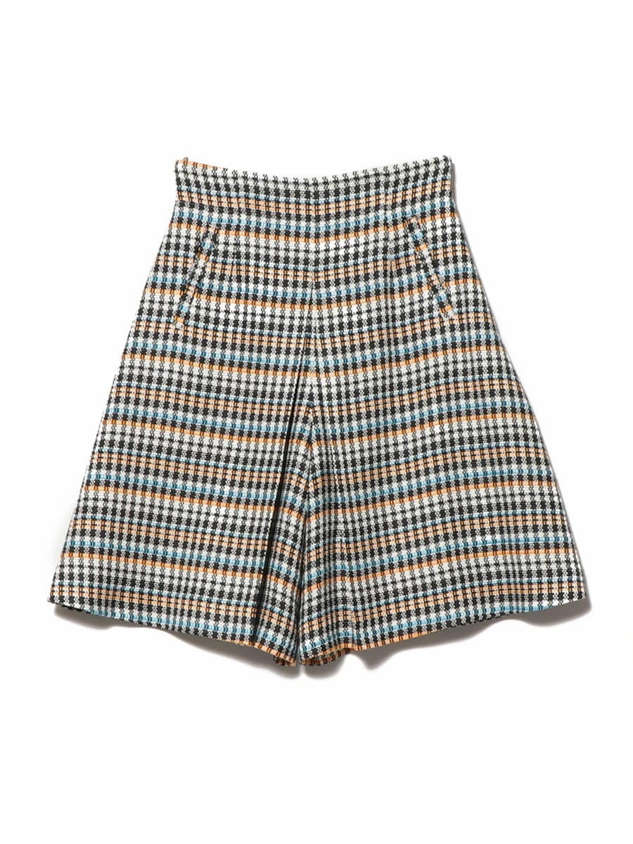 レンタル ジャカードチェックキュロットパンツ チェック系ピンク 36