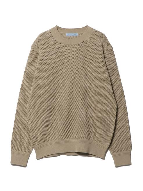 クルーネックニット ベージュ M