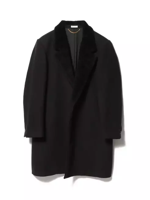 コットンシルク パイルカラーコート<ESSENCEOFLUXURY> ブラック M