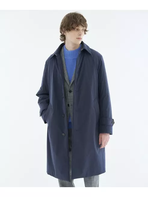 ロングシングルトレンチコート ネイビー M
