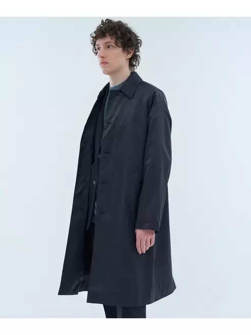 シャイニーサテン バルマカーンコート ネイビー L