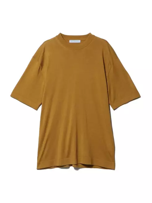 ウォッシャブルシルク クルーネックニット イエロー S